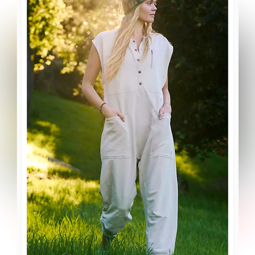 Free People All Day Everyday Henley Jumpsuit XS
